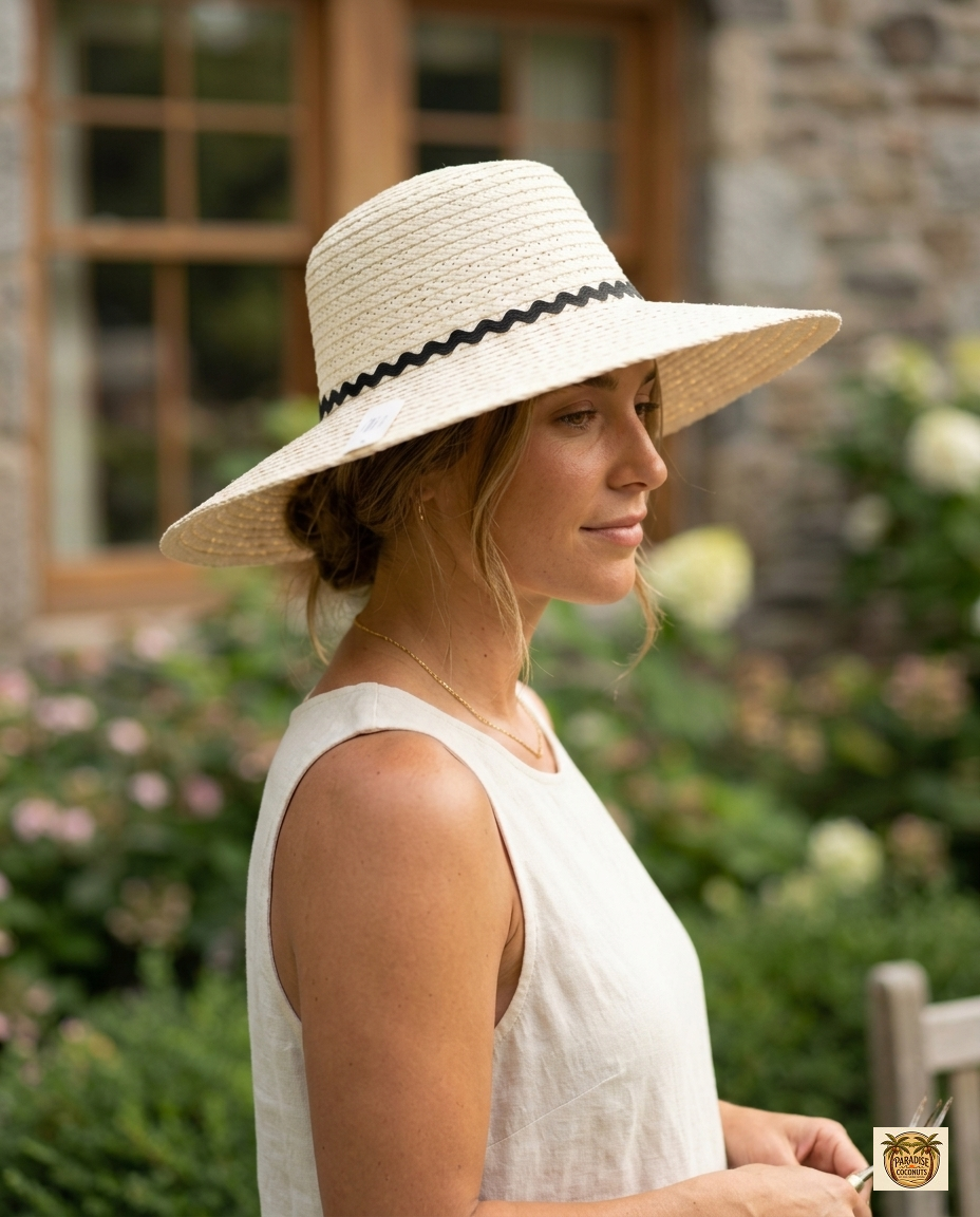 Sombrero de Paja Blanco con Banda Negra - Estilo Fedora